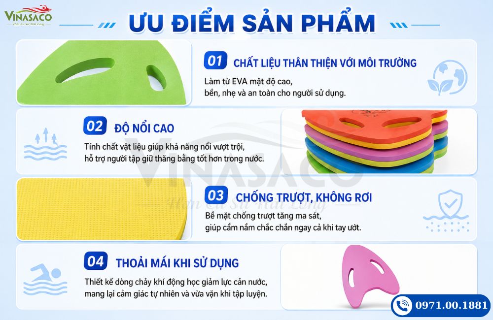 Ưu điểm phao tim tập bơi EVA nhiều màu