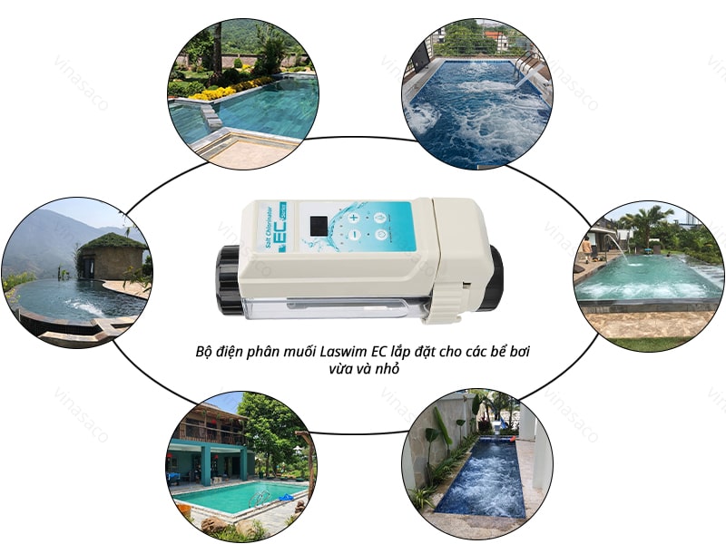 Bộ điện phân muối Laswim ứng dụng cho bể bơi vừa và nhỏ