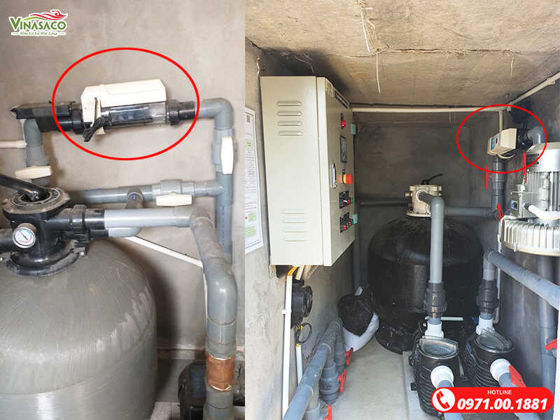 Laswim EC được lắp đặt gọn gàng trong phòng máy bể bơi