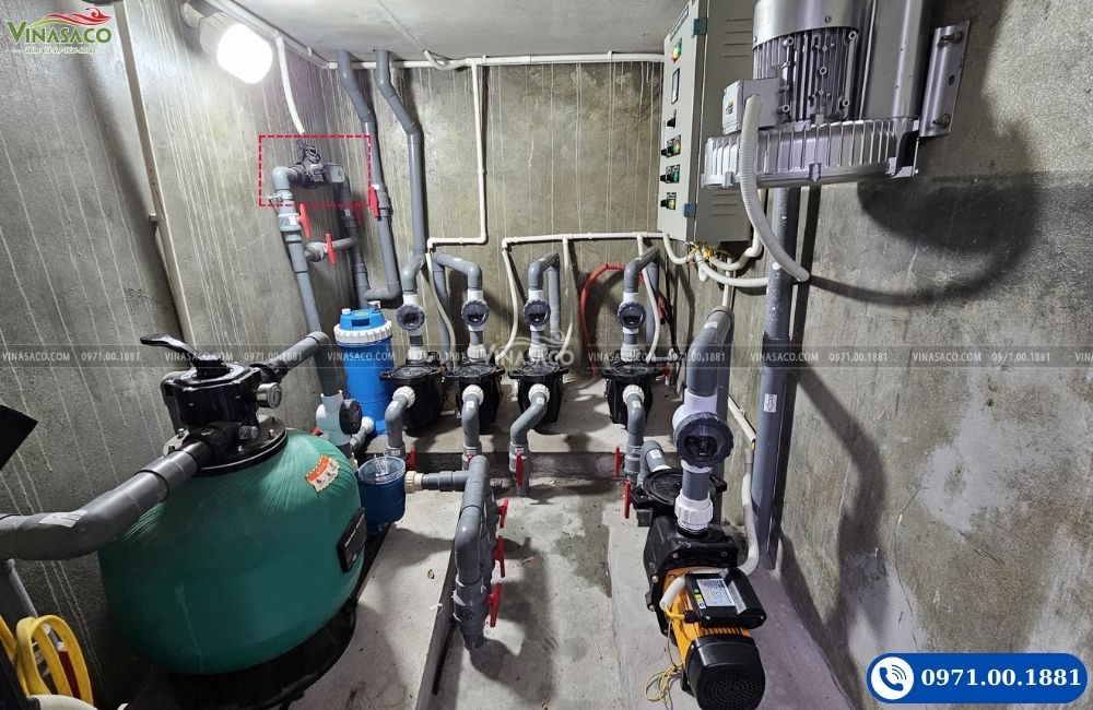 máy điện phân muối Laswim EC Plus lắp đặt thực tế