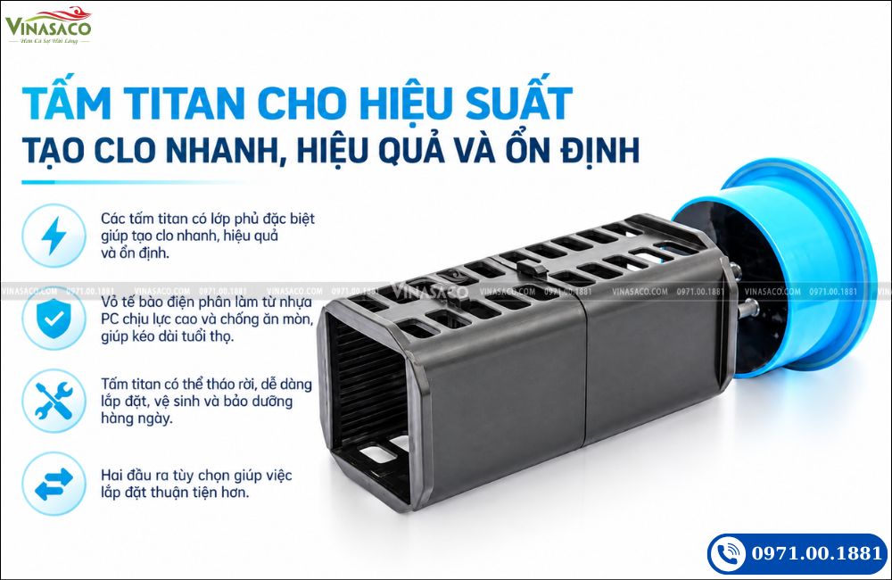điện cực titan cell máy điện phân muối bể bơi SQ