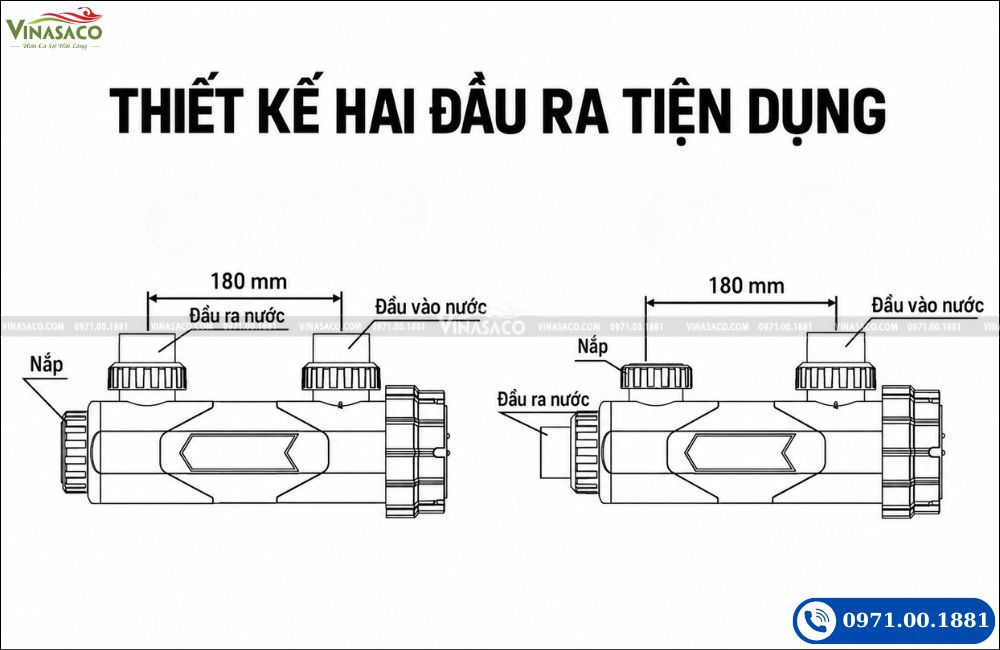 thiết kế hai đầu ra cell máy điện phân muối SQ