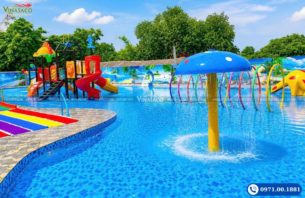 Cây Nấm Phun Nước Bể Bơi lắp đặt tại hồ bơi trẻ em