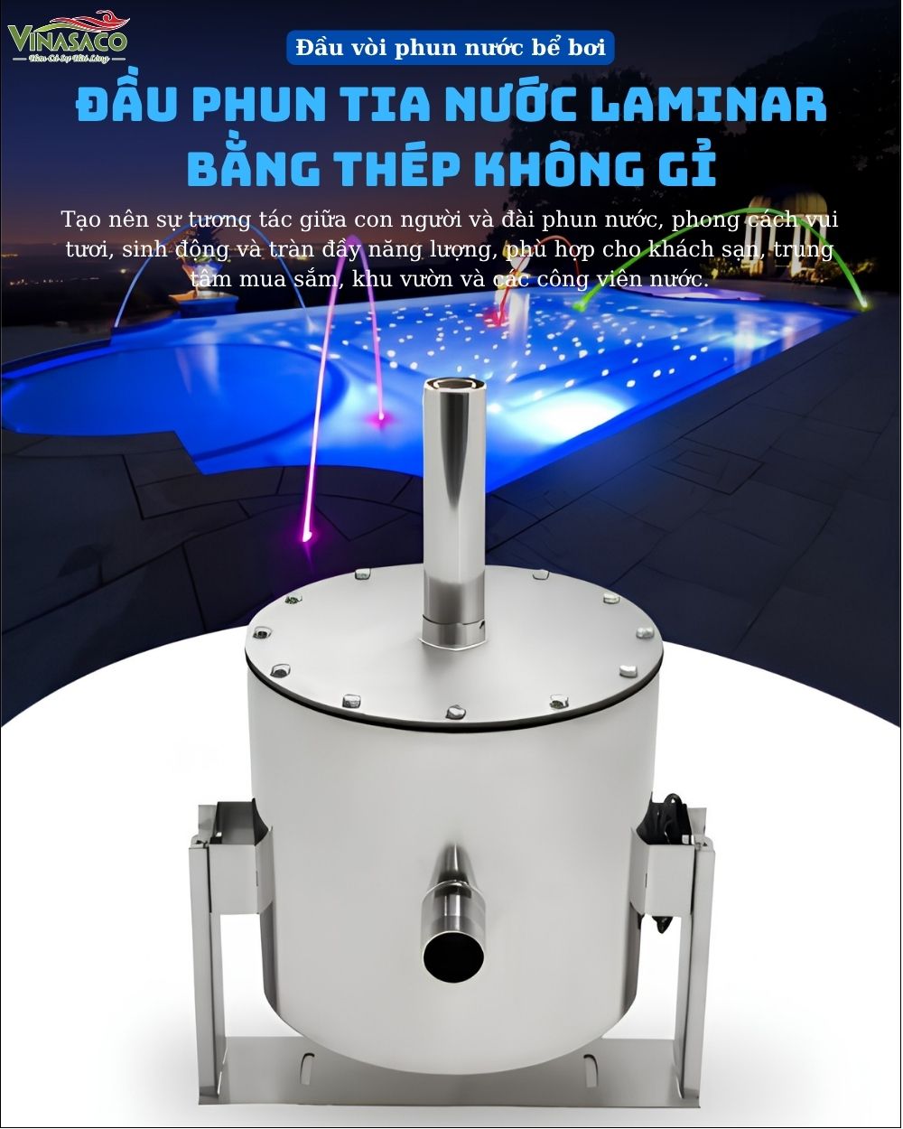 Cấu tạo đầu phun tia nước Laminar bằng thép không gỉ