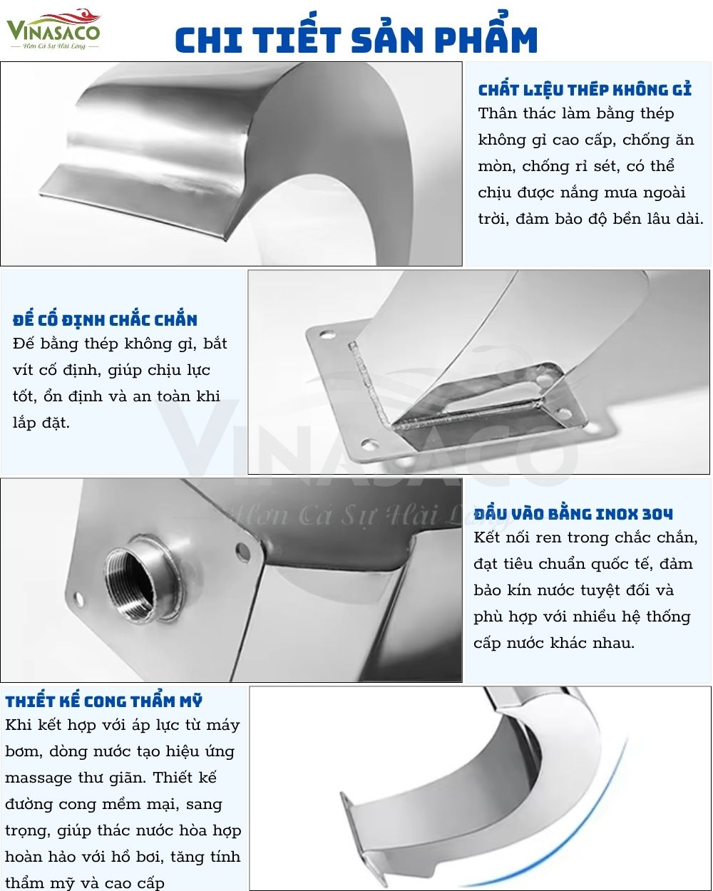 Chi tiết Thác Nước Bể Cá Heo Bơi Dạng Vòm HG13 bằng thép không gỉ