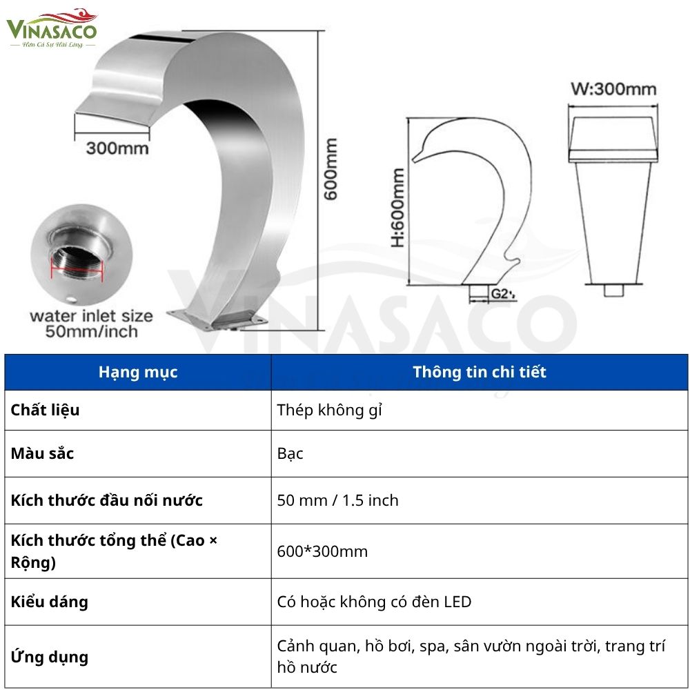 Thông số kỹ thuật Thác Nước Bể Cá Heo Bơi Dạng Vòm HG13