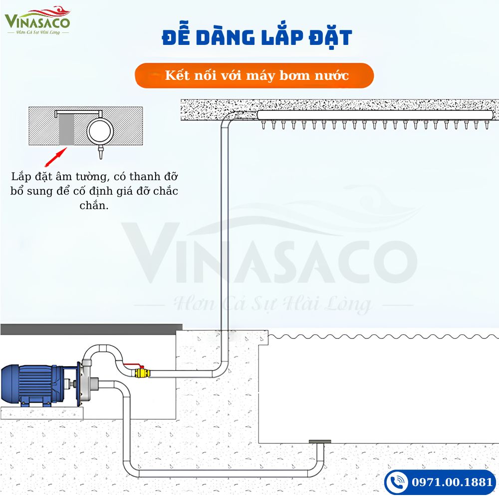 Hướng dẫn lắp đặt thác nước mưa bể bơi Y Series đúng kỹ thuật