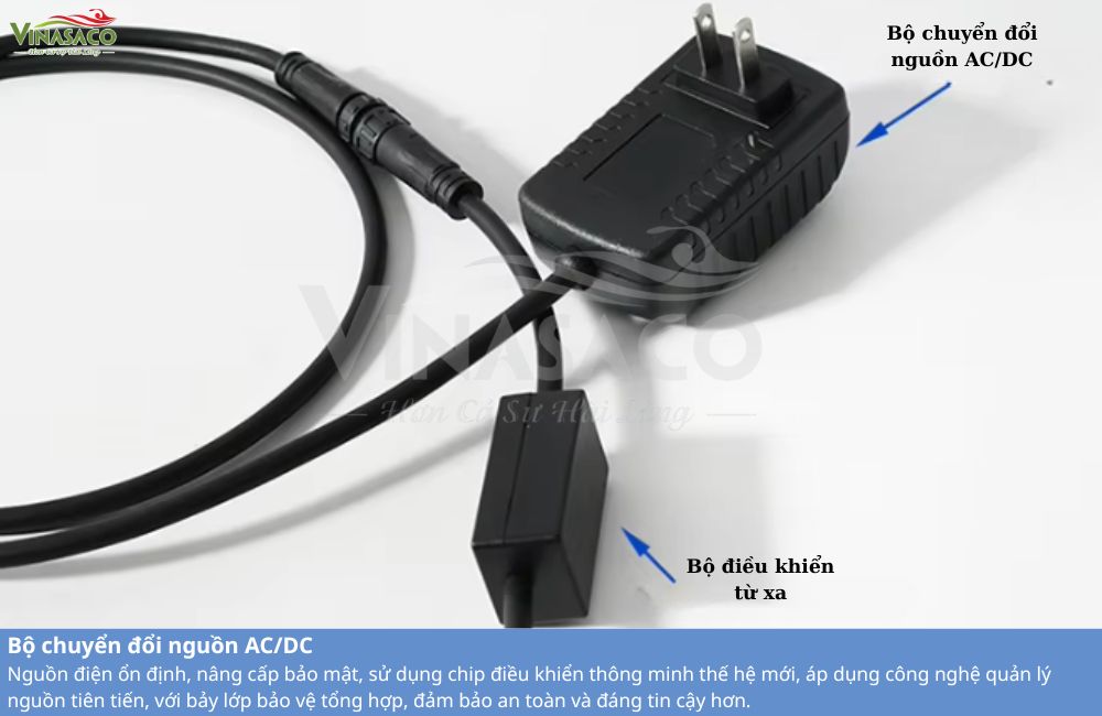 Bộ nguồn và bộ điều khiển thác nước bể bơi dạng tia