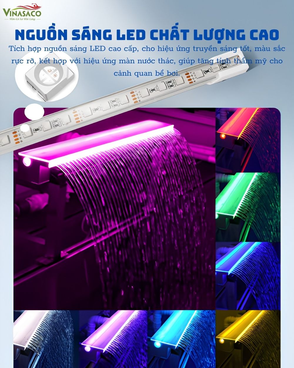 Nguồn LED RGB của Thác Nước Xả Tràn Bể Bơi Dạng Tia