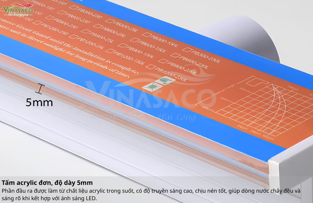 Đầu ra Acrylic của thác nước bể bơi