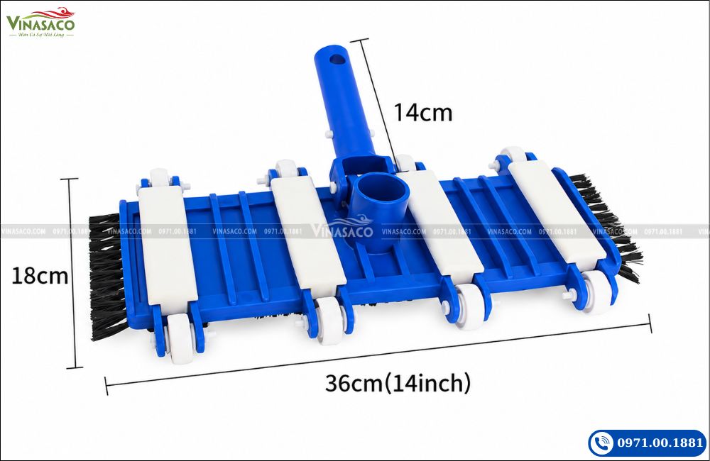 Kích thước bàn hút vệ sinh bể bơi 8 bánh 36cm
