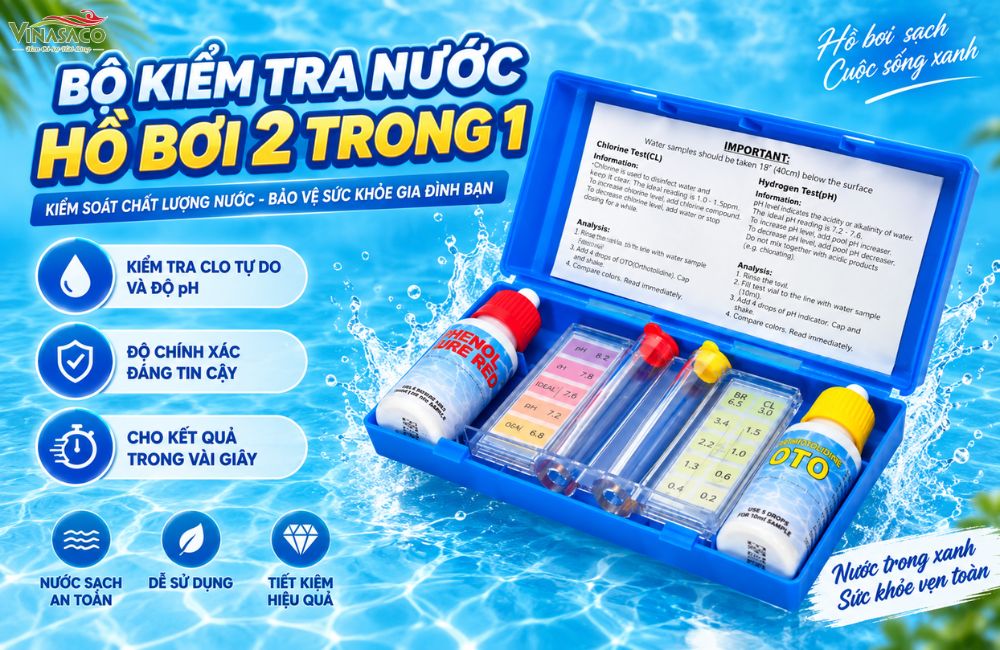 Bộ test nước bể bơi 2 trong 1 kiểm tra Clo và pH