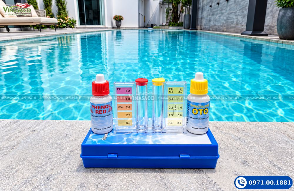Bộ kiểm tra pH và Clo nước bể bơi Phenol Red OTO