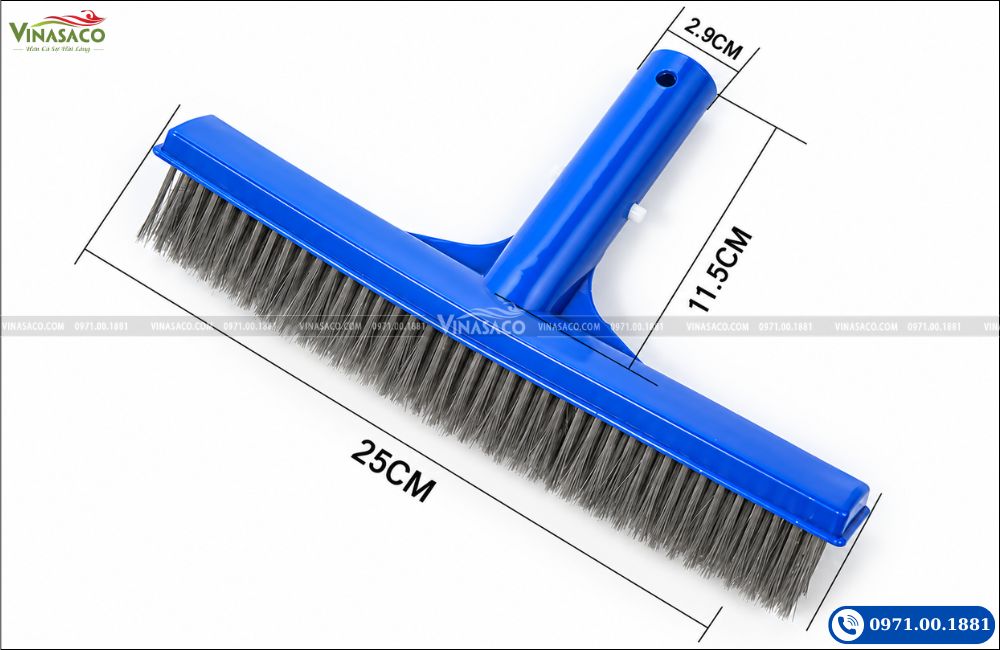 Kích thước chổi cọ bể bơi lưới thép 25cm