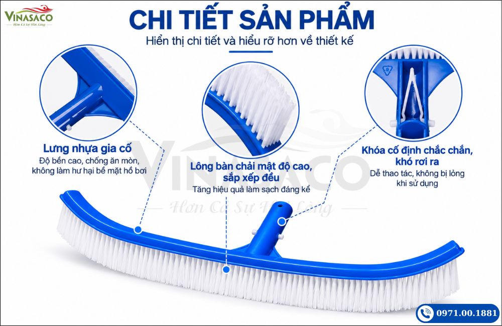Chi tiết cấu tạo chổi cọ vệ sinh bể bơi Vinasaco