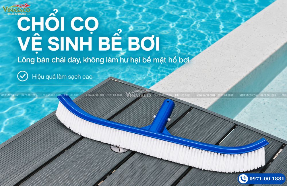 Chổi cọ vệ sinh bể bơi 45cm chà rêu thành đáy hồ