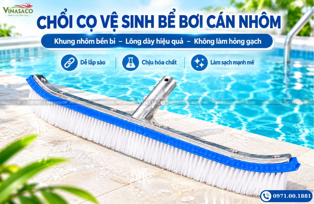 Chổi cọ vệ sinh bể bơi cán nhôm 45cm Vinasaco