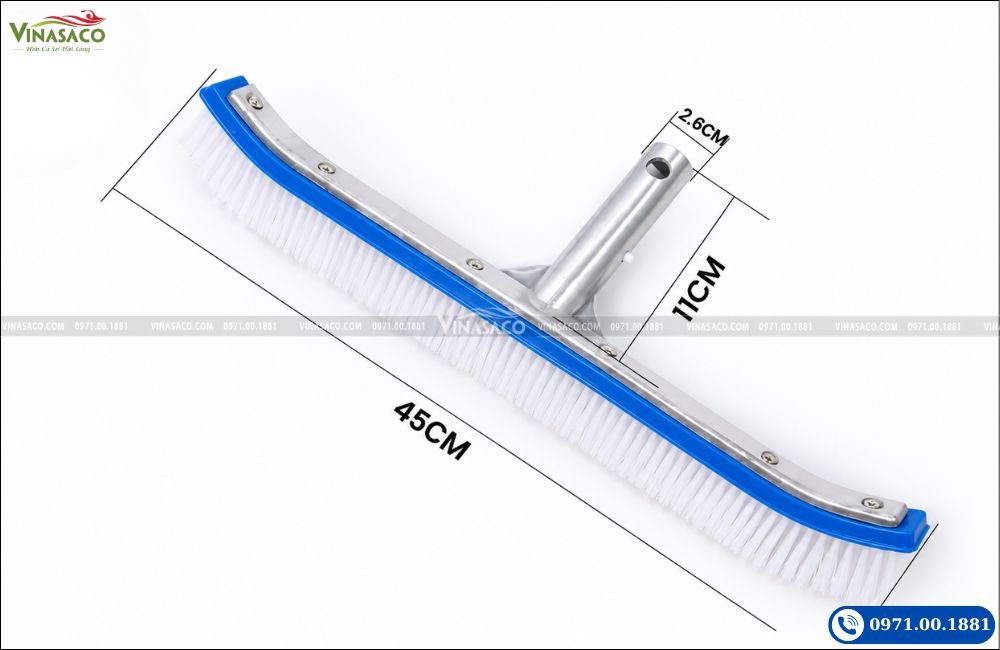 Kích thước chổi cọ vệ sinh bể bơi cán nhôm 45cm