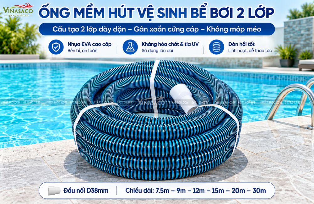 Ống mềm vệ sinh bể bơi 2 lớp D38 EVA
