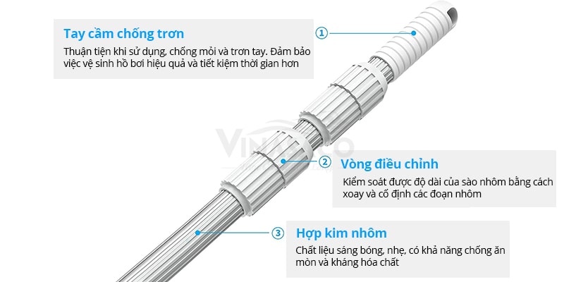 Ưu điểm của sào nhôm - Thiết bị vệ sinh bể bơi chuyên dụng