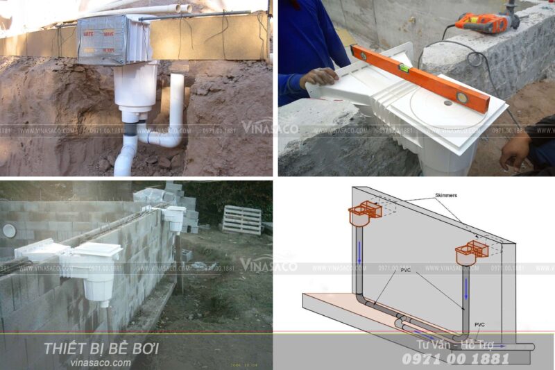 Sơ đồ lắp đặt và hình ảnh một số skimmer trong công trình thực tế