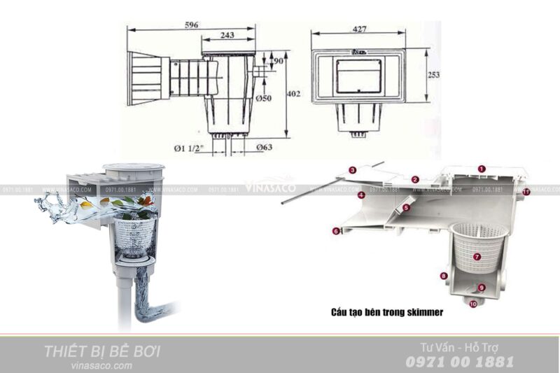 Bản vẽ cấu tạo của Skimmer kripsol SKS