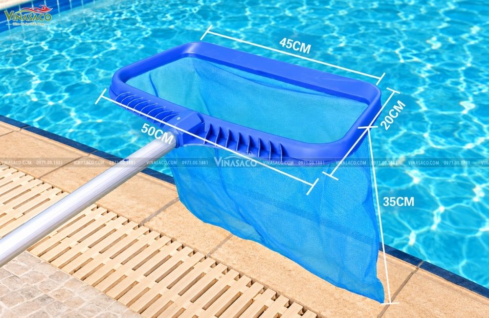 Kích thước vợt vớt rác bể bơi sâu lòng 45cm