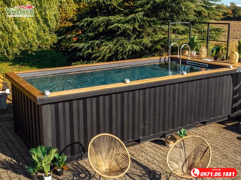 Thiết kế ấn tượng của một công trình bể bơi Container sân vườn