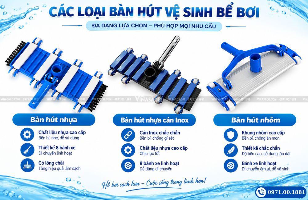 So sánh bàn hút nhựa bàn hút nhôm và bàn hút cán inox