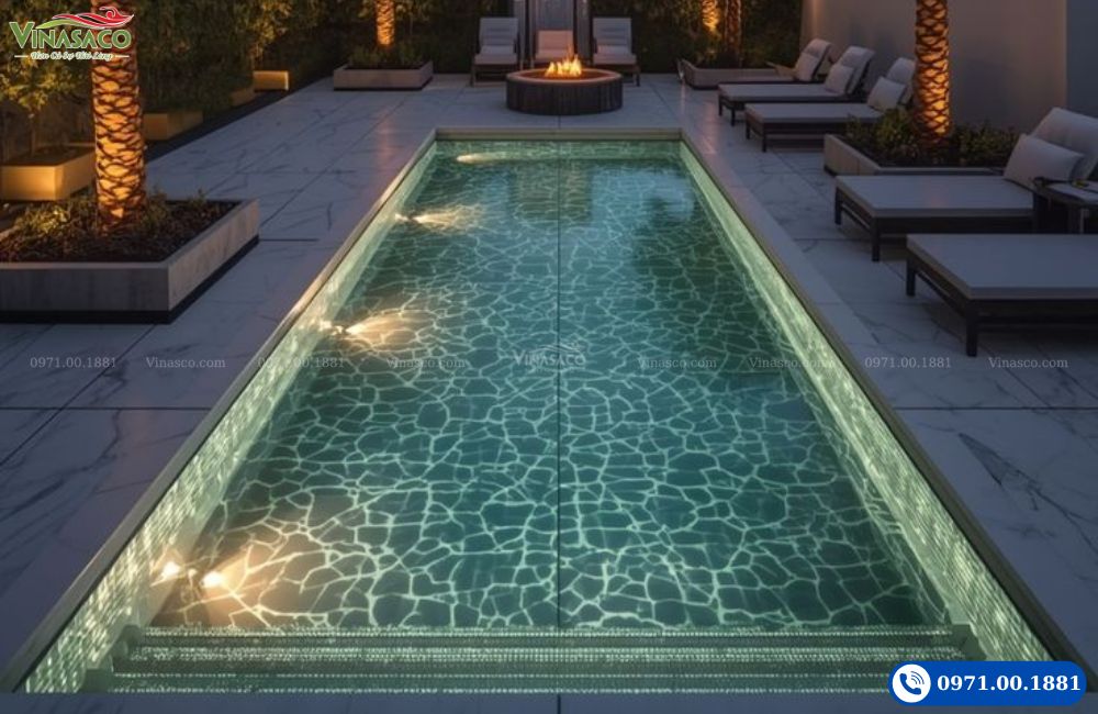 Mẫu thiết kế bể bơi mini sân vườn cho homestay