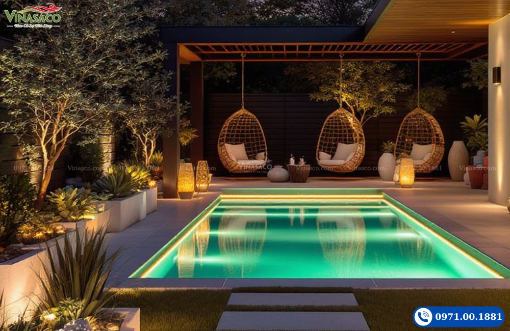 Mẫu thiết kế bể bơi mini sân vườn cho homestay