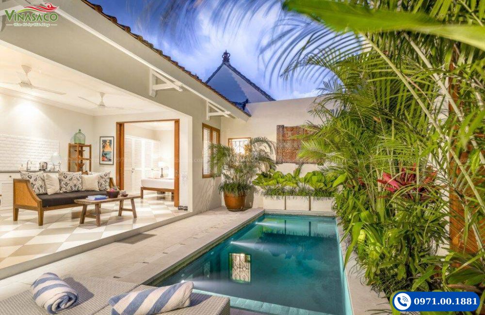 Mẫu bể bơi mini sân vườn xanh mát cho homestay