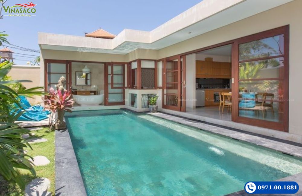 Mẫu thiết kế bể bơi mini sân vườn cho homestay đẹp