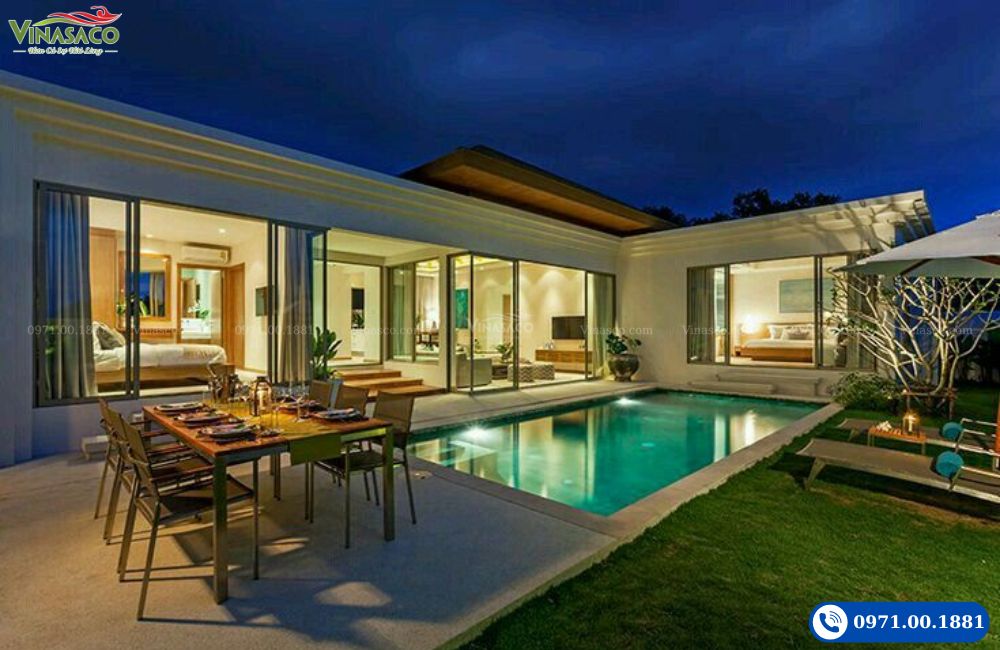 Mẫu thiết kế bể bơi mini sân vườn cho homestay đẹp