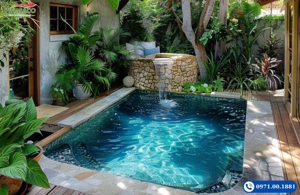 Thiết kế bể bơi mini sân vườn phổ biến