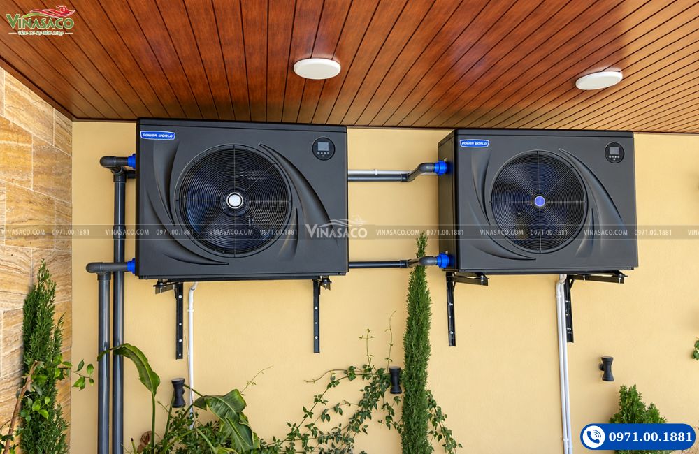 Lắp đặt máy bơm nhiệt Power World cho bể bơi thực tế
