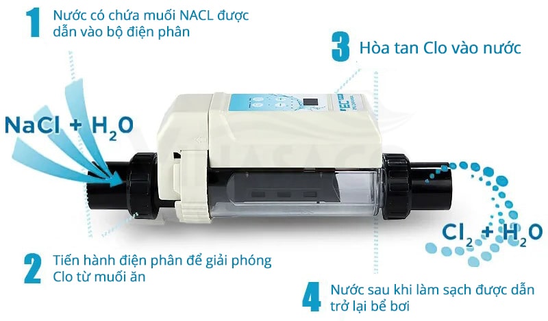 Cơ chế làm việc của bộ điện phân muối bể bơi trong xử lý nước