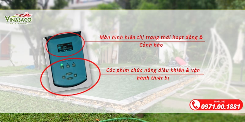 Điện phân muối có có màn hình led và các phím chức năng điều khiển cơ bản