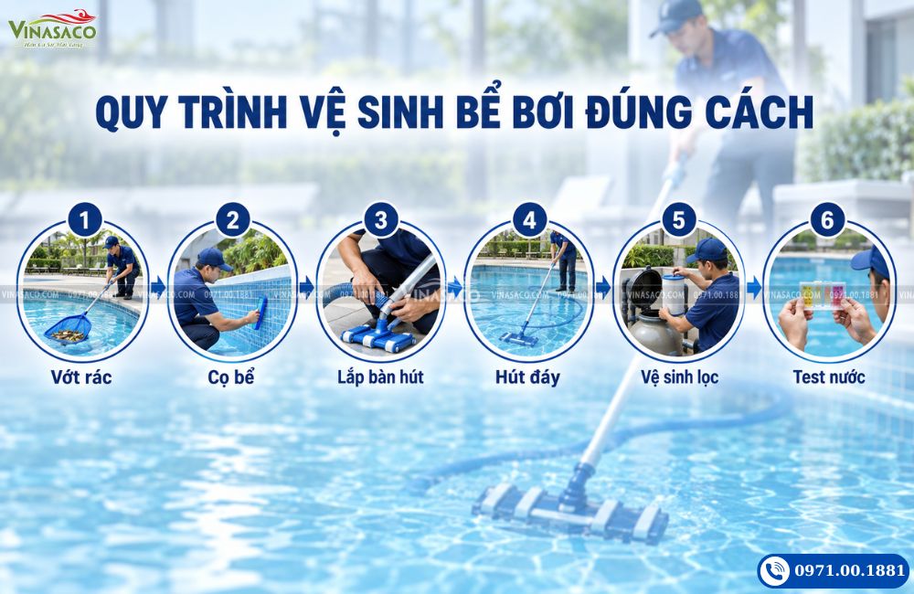 Quy trình vệ sinh bể bơi