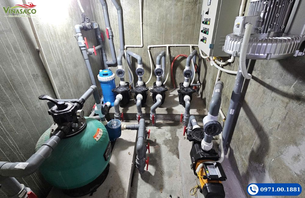 Phòng thiết bị bể bơi gia đình cao cấp do Vinasaco thi công