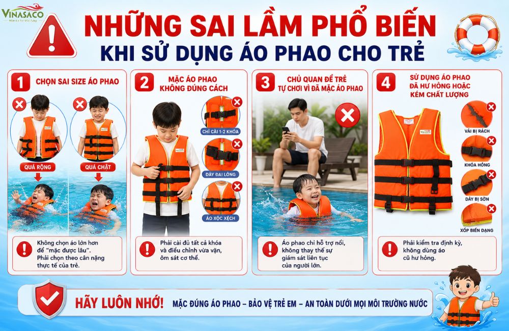 Sai lầm chọn sai size áo phao khiến trẻ gặp nguy hiểm