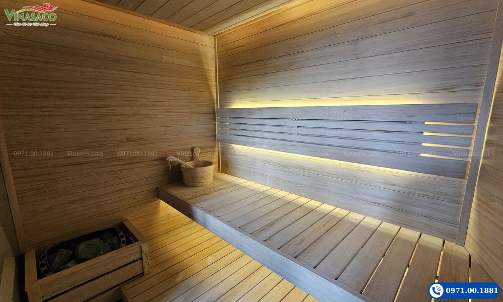 phòng xông hơi khô truyền thống máy xông hơi đá sauna