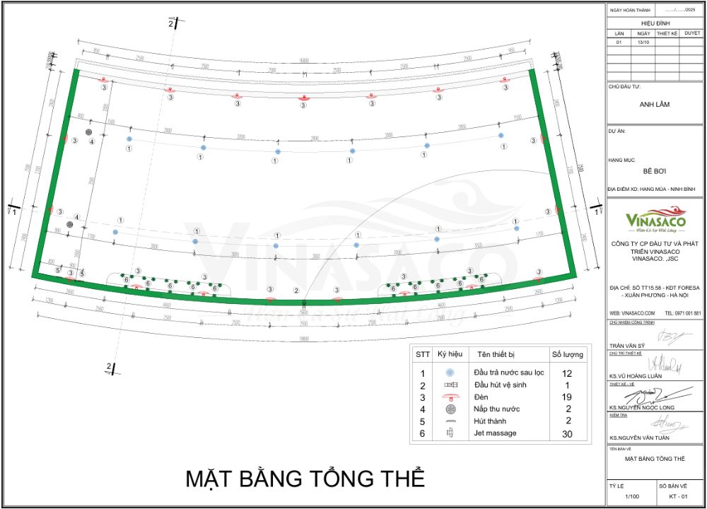 Bản vẽ thiết kế mặt bằng bể bơi tại Ninh Bình