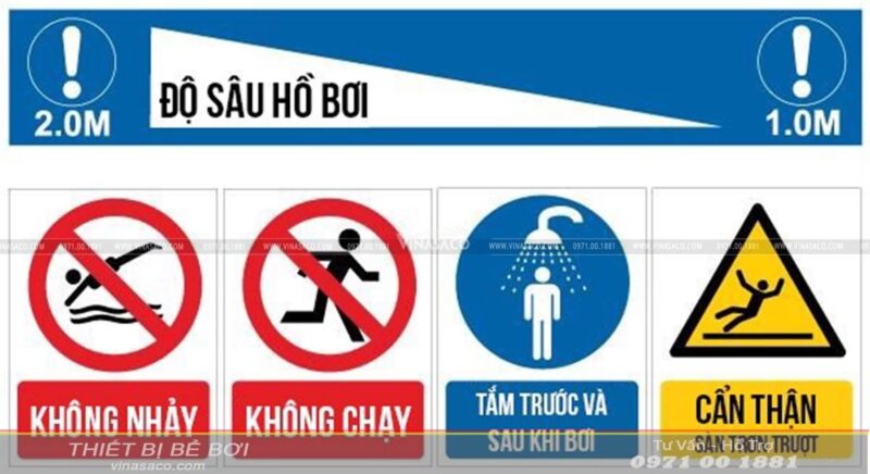 Một số mẫu biển báo tại hồ bơi