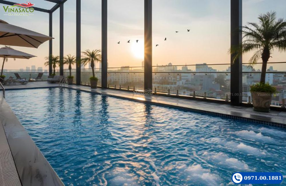 Vinasaco thi công bể bơi tầng thượng tại Hà Nội