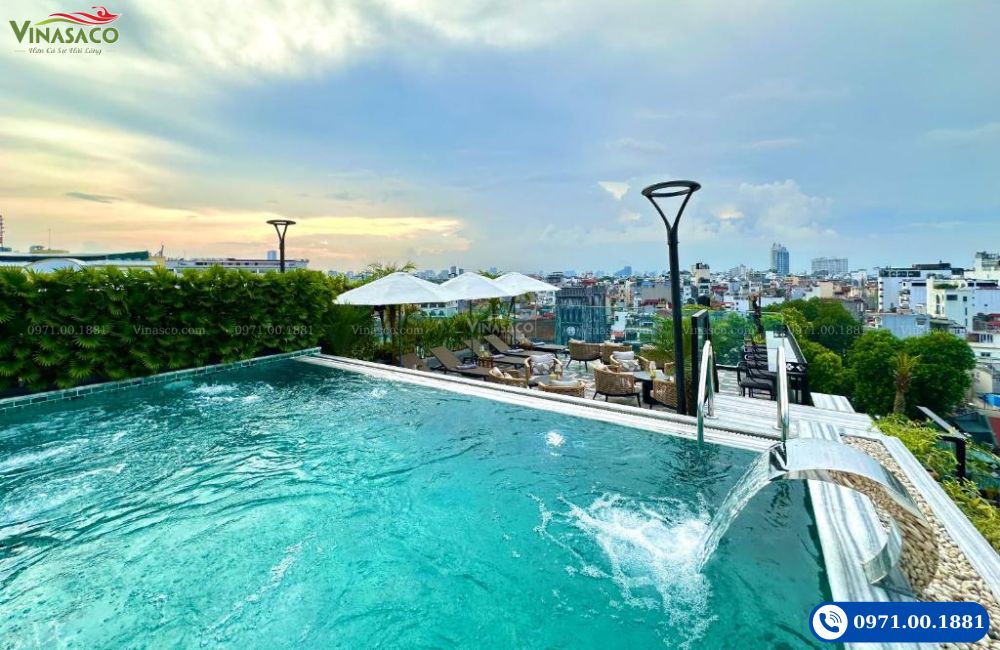 thi công Bể bơi tầng thượng Grand Hotel Hoàn Kiếm, Hà Nội