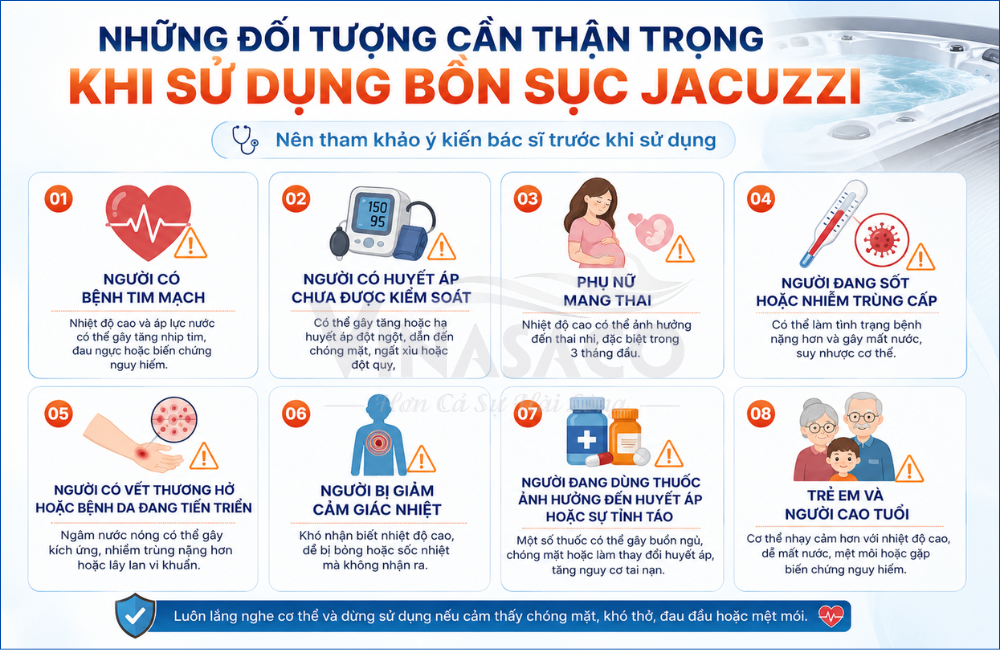 Những đối tượng cần thận trọng khi sử dụng bồn sục Jacuzzi
