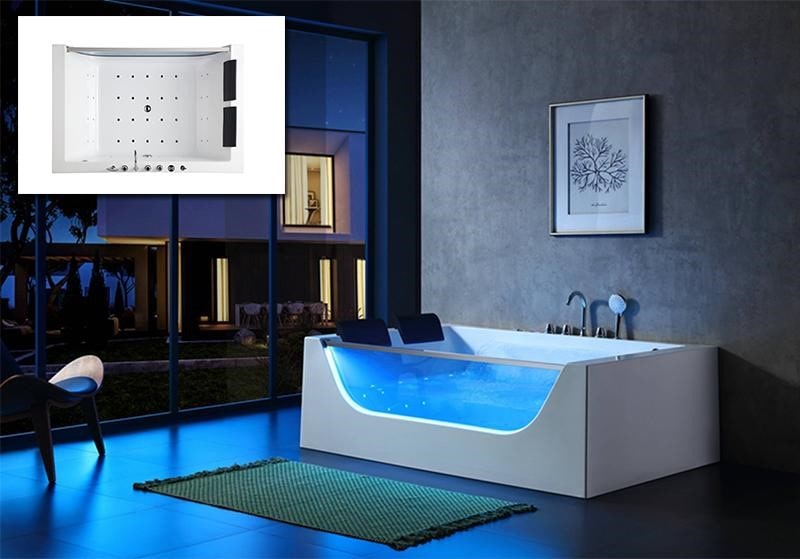 Bồn tắm massage với nhiều mắt sục massage thiết kế bên trong lòng bồn