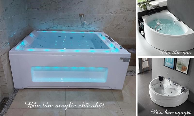Các mẫu bồn tắm phù hợp lắp đặt tại các vị trí trong phòng tắm