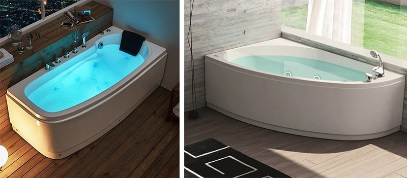 Bồn tắm góc với các đường uốn tự do